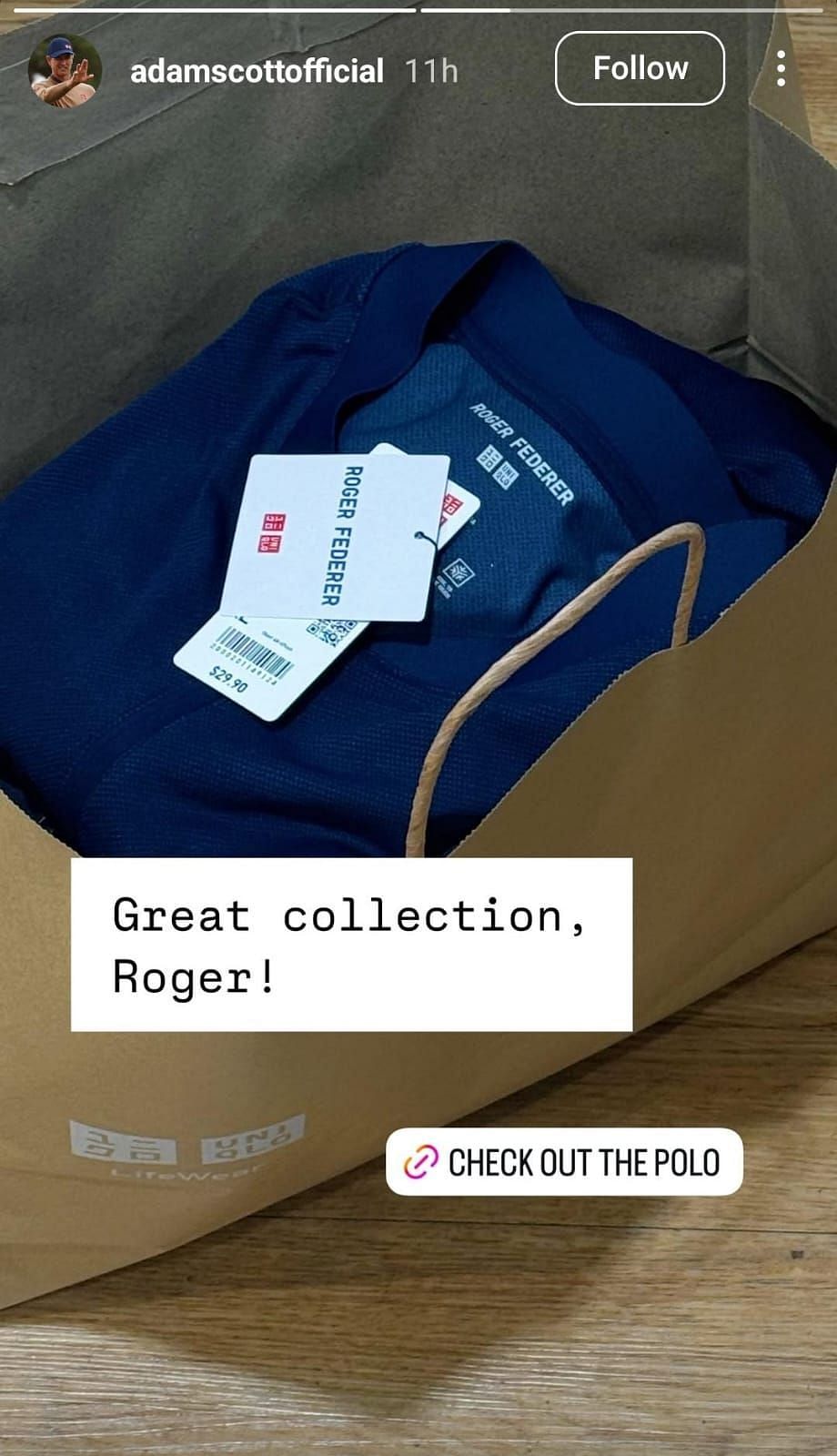 Roger Federer collection ( Adam Scott's Instagram story)